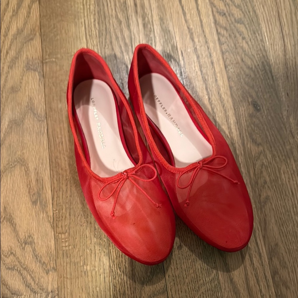 Loeffler Randall Red Mesh bow ballet flats size 6.5 EUC
